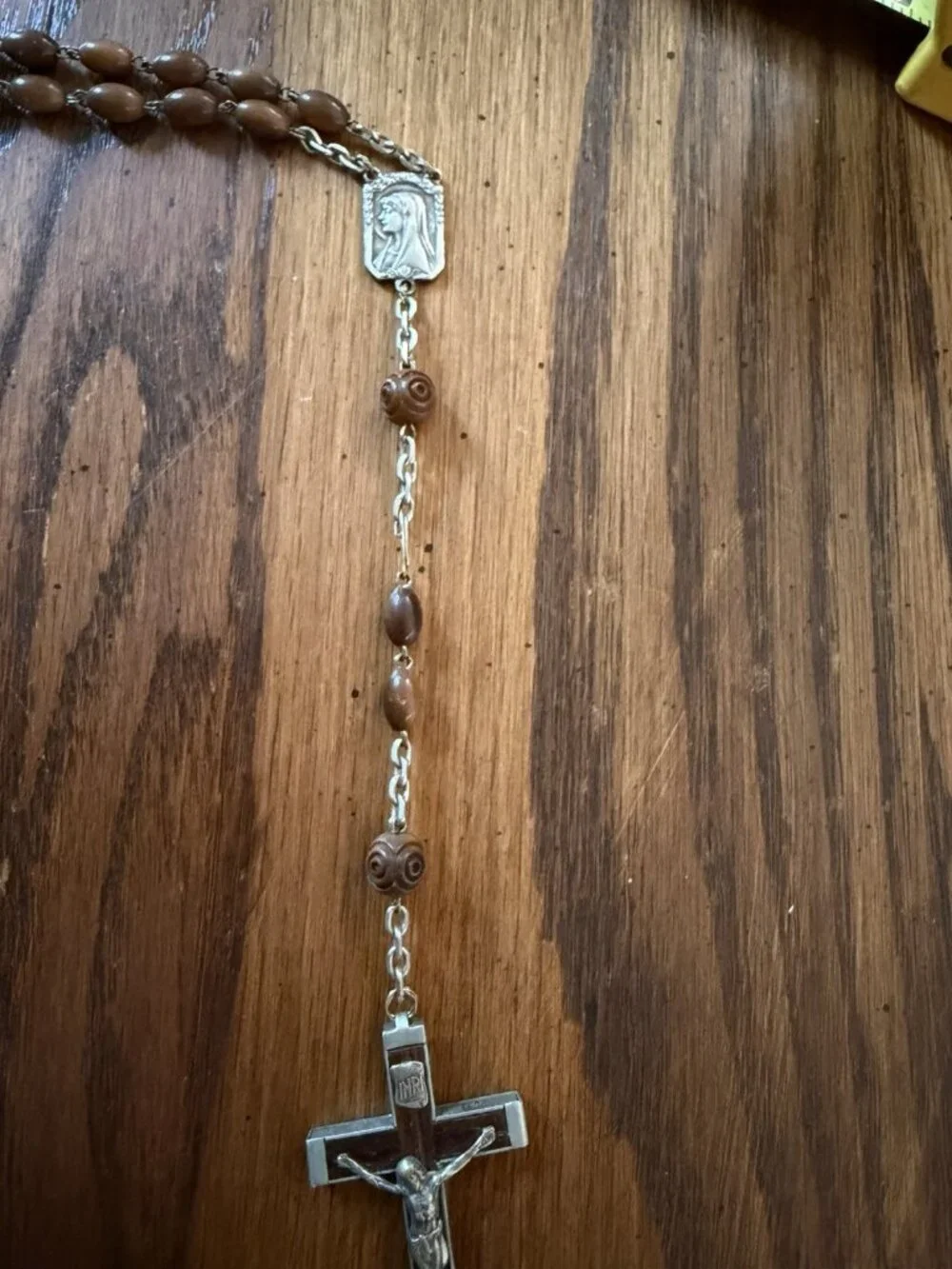 Vintage‎ French Rosary Brown Ceramic Beads FLAW